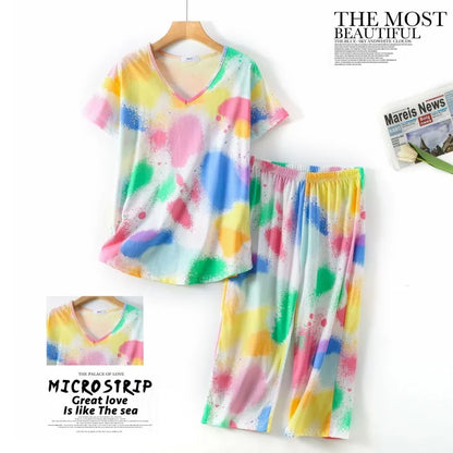 Summer Women Casual Loose Pajama Sets Ladies Soft Cotton Sleepwear Suit Women's Pijama Mujer Grande Oversize Home Clothes