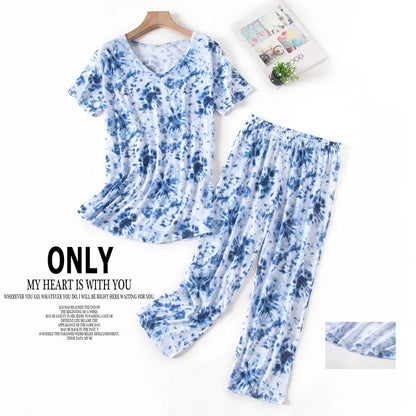 Summer Women Casual Loose Pajama Sets Ladies Soft Cotton Sleepwear Suit Women's Pijama Mujer Grande Oversize Home Clothes