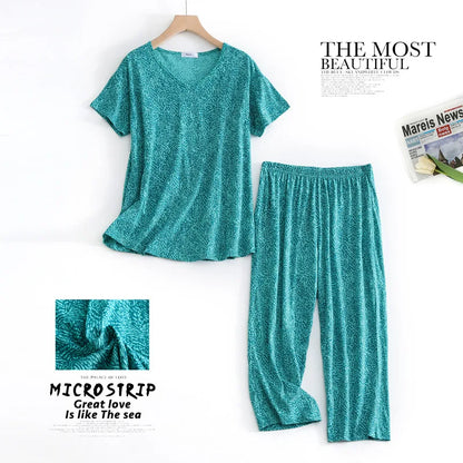 Summer Women Casual Loose Pajama Sets Ladies Soft Cotton Sleepwear Suit Women's Pijama Mujer Grande Oversize Home Clothes