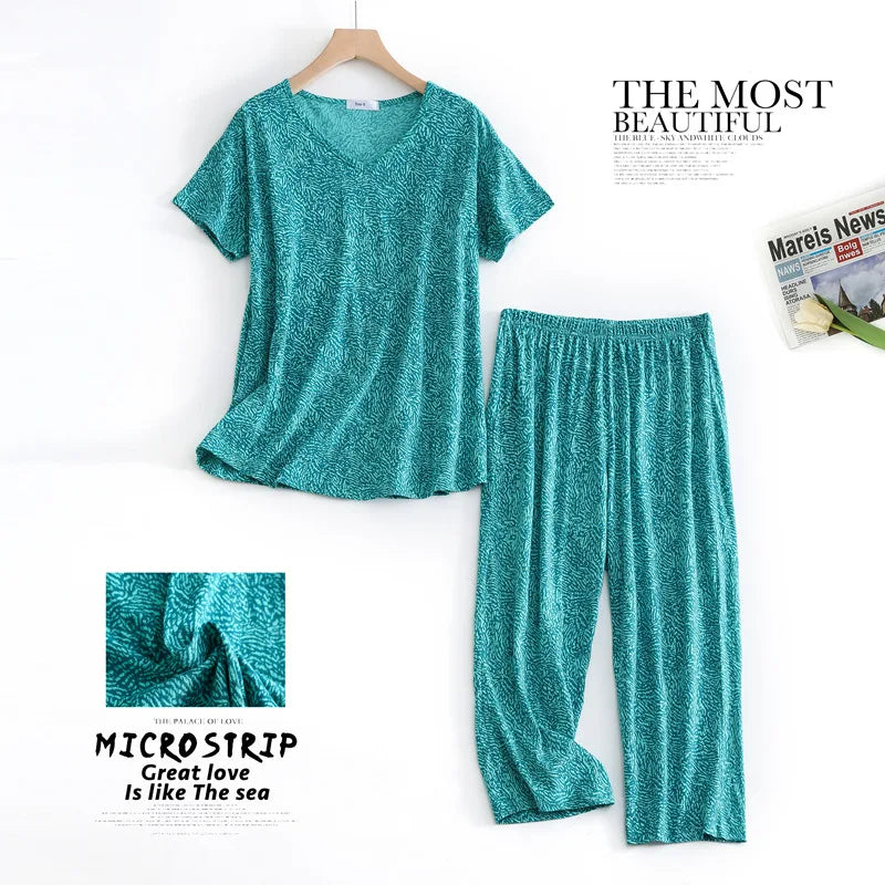 Summer Women Casual Loose Pajama Sets Ladies Soft Cotton Sleepwear Suit Women's Pijama Mujer Grande Oversize Home Clothes