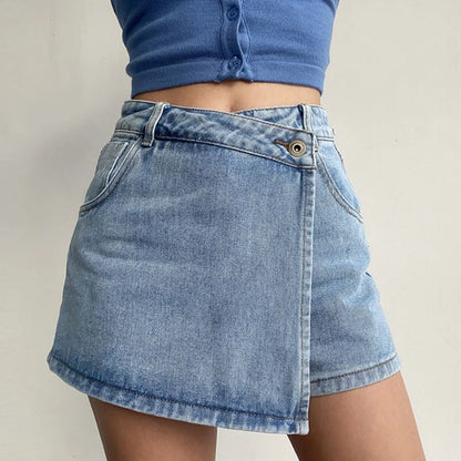 Irregular Denim Skirt for Women Slim High-waisted A-line Jeans Skirt Shorts Fashion Vintage Streetwear Y2k Clothing Female