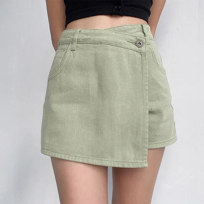 Irregular Denim Skirt for Women Slim High-waisted A-line Jeans Skirt Shorts Fashion Vintage Streetwear Y2k Clothing Female