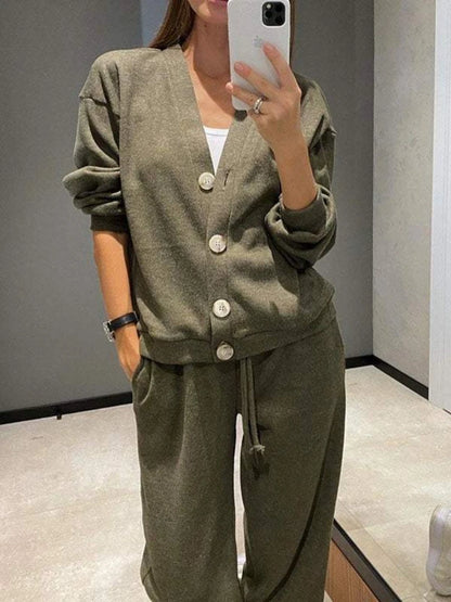 Autumn Winter New Temperament European American Casual Sports Suit Cardigan Top Women's Clothing Two Piece Sets Womens Outifits