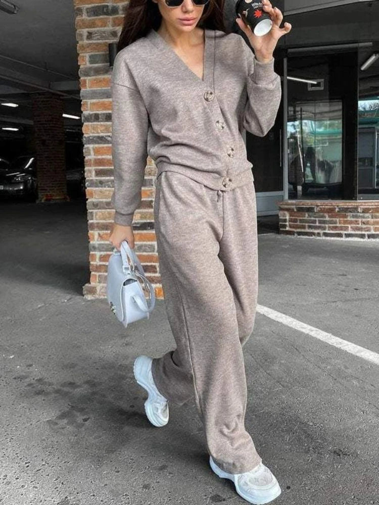 Autumn Winter New Temperament European American Casual Sports Suit Cardigan Top Women's Clothing Two Piece Sets Womens Outifits