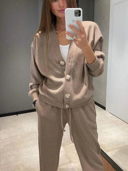Autumn Winter New Temperament European American Casual Sports Suit Cardigan Top Women's Clothing Two Piece Sets Womens Outifits