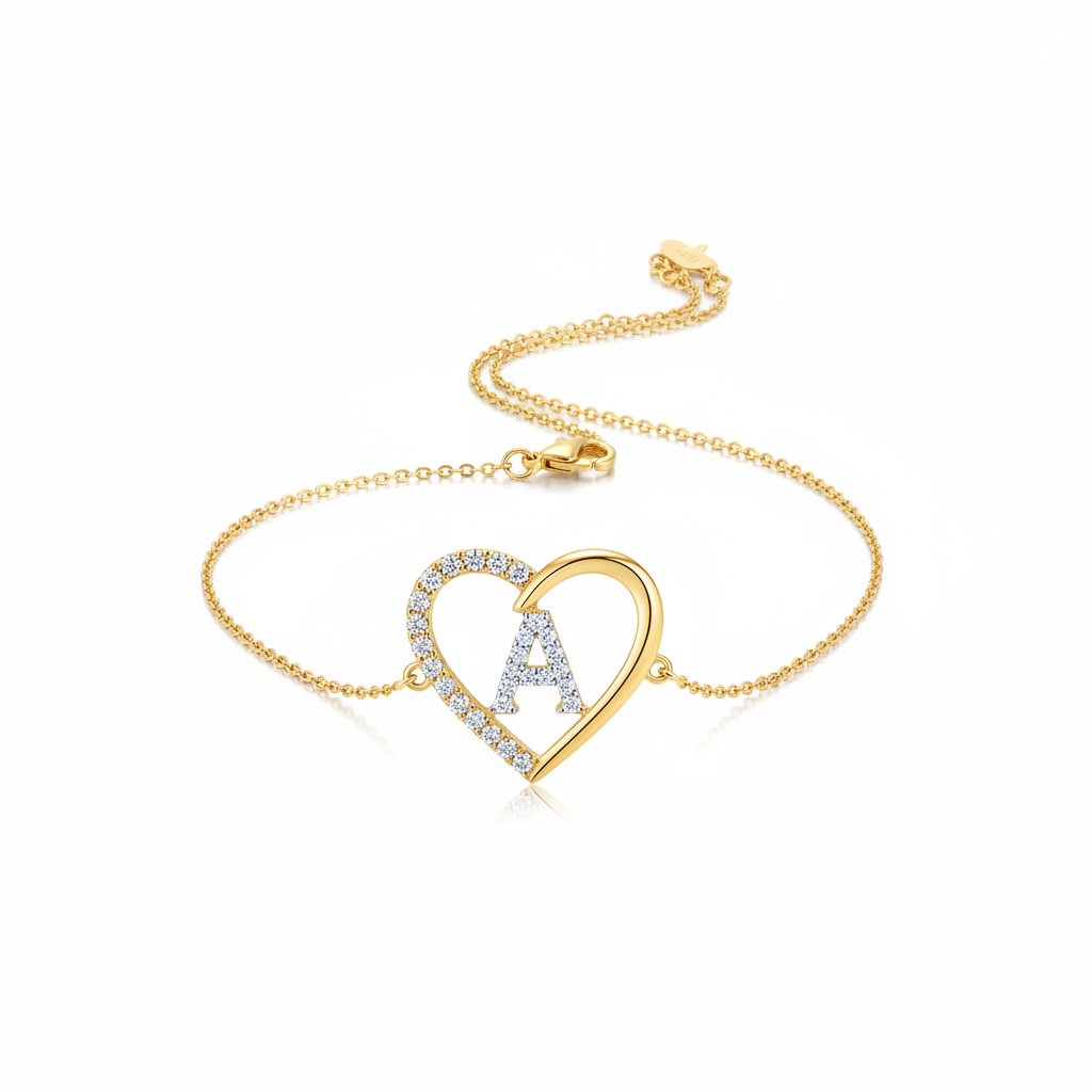 Initial Heart Necklace for Women Cubic Zirconia 14K Gold Plated Initial Heart Pendant Necklace