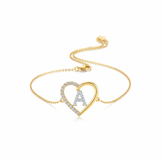 Initial Heart Necklace for Women Cubic Zirconia 14K Gold Plated Initial Heart Pendant Necklace