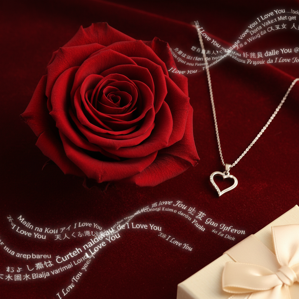 Preserved Red Real Rose with I Love You Necklace in 100 Languages -Eternal Flowers Rose Gifts for Mom Wife Girlfriend on Birthday Anniversary Christmas Mothers Day Valentines Romantic Gifts for Her